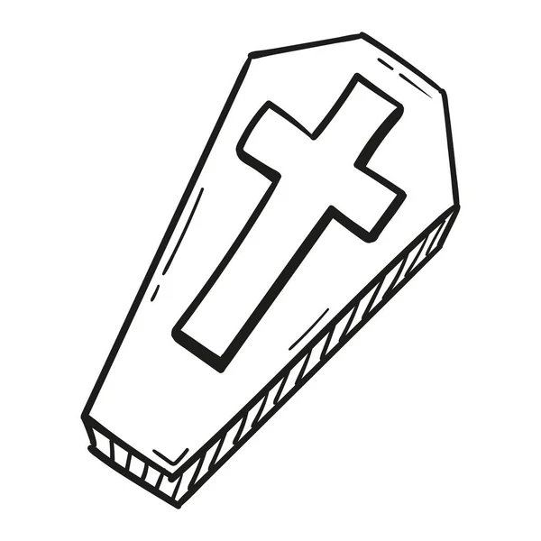 Hand Drawn Coffin Icon Doodle Style Isolated — Stock Vector