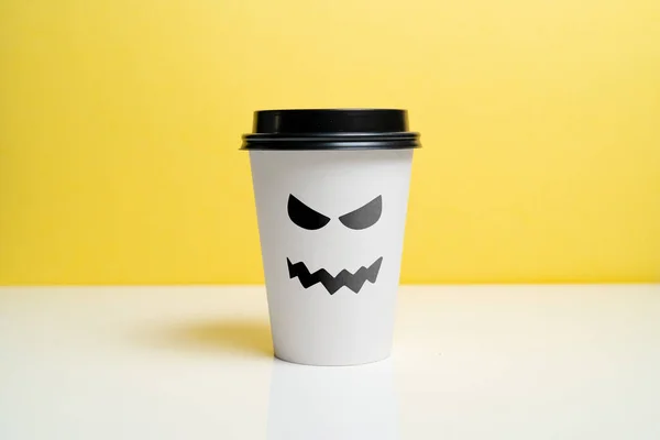 Ceașcă Cafea Artizanală Zâmbet Rău Vacanță Halloween — Fotografie, imagine de stoc