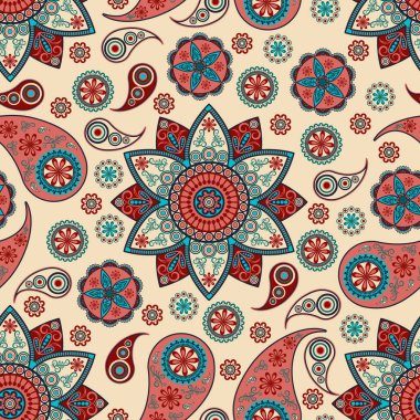 Geleneksel doğu unsurları desenli, Hint salatalığı, ama. Arkaplan renkli, tekstil, duvar kağıdı, ambalaj kağıdı ve diğer yazdırma amaçları için uygun.