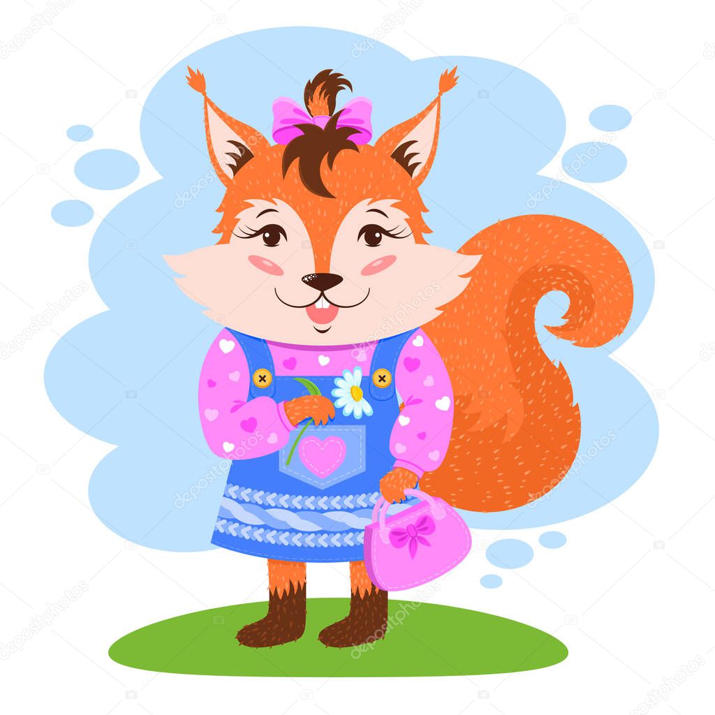 Funny character squirrel fashionista