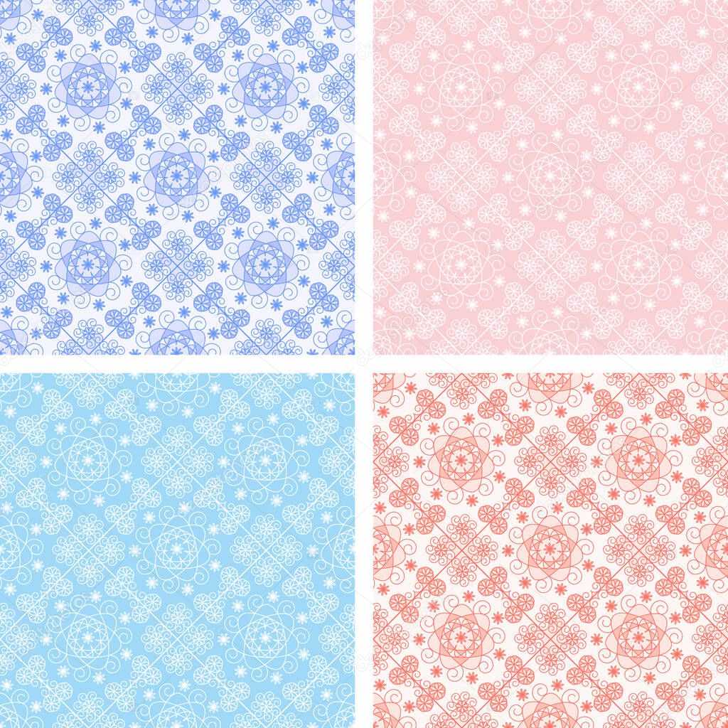 Vector seamless set of floral, geometric ornament. The invitation, fill pattern, wallpaper, textiles.