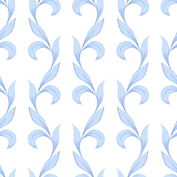 Desen mavi yaprakları ile. Sorunsuz suluboya arka plan tasarımı 4 için