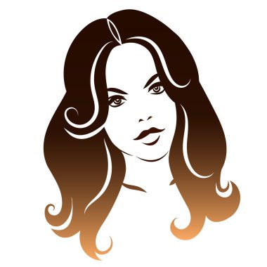 Güzellik yüz 3. Uzun saçlı kız. Saç üzerinde Ombre etkisi. Vektör