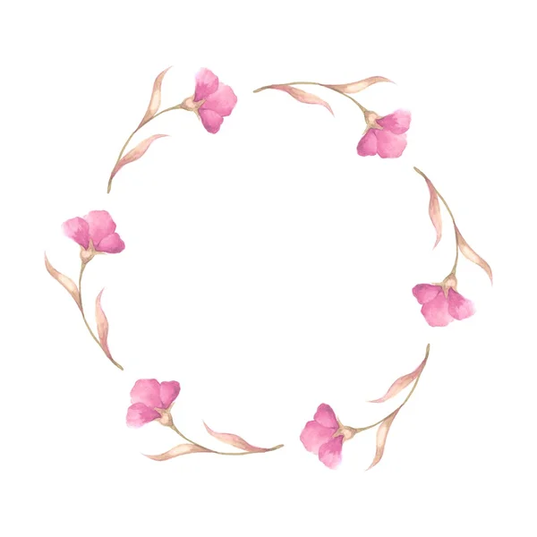 Suluboya çiçekli arka plan. Çiçek çelenk 4. Beyaz arka plan üzerinde izole