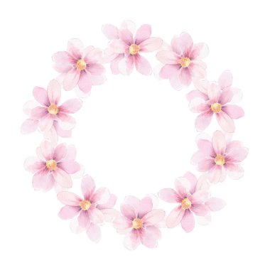 Narin çiçek çelenk. Yuvarlak Kare 1. Tasarım için suluboya ögesi