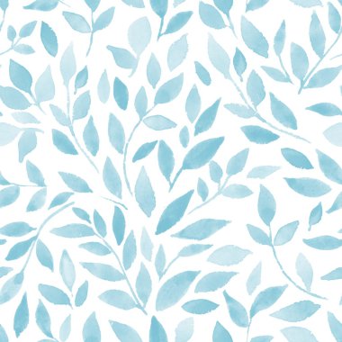 Bush. Suluboya dalları ve yaprakları. Seamless modeli 3