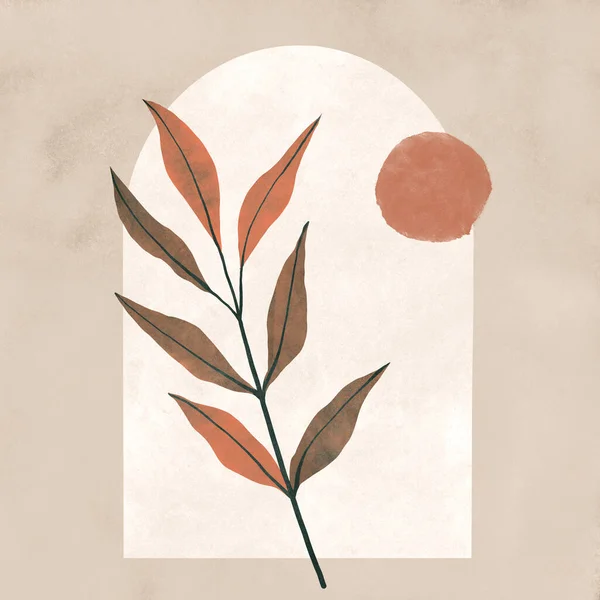 Çağdaş modern sanat. Dallı Boho illüstrasyonu