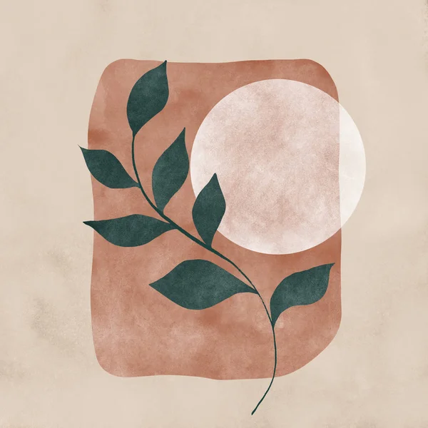 Çağdaş modern sanat. Dallı Boho illüstrasyonu