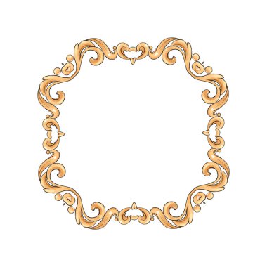 Parşömenli dekoratif altın çerçeve. Tasarım için el çizimi ögeler