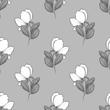 Tek krom çiçekli, dikişsiz desenli güzel çiçekler. Siyah ve beyaz