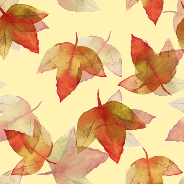 Sonbahar yaprakları ile arka plan. Dikişsiz suluboya desen 2