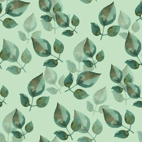 Yeşil yaprakları ile arka plan. Çizilmiş öğeleri 30 ile Seamless Modeli