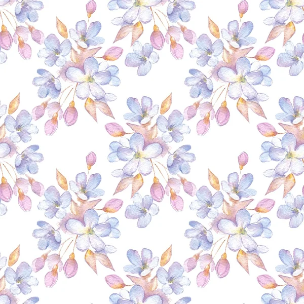 Narin çiçekler ile Seamless modeli. Suluboya arka plan 4