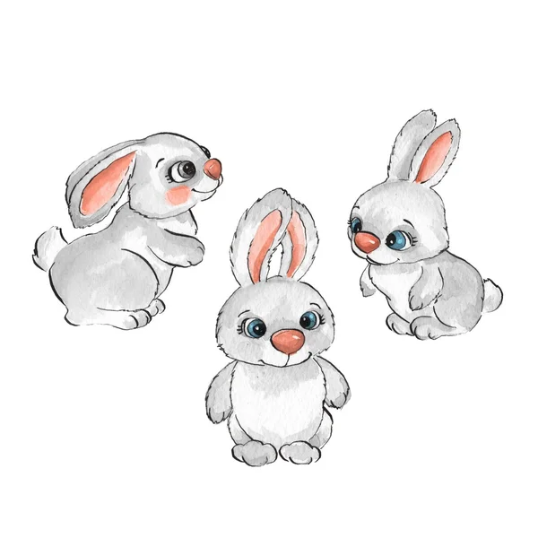  Karikatür tavşan. Suluboya 1 ayarla