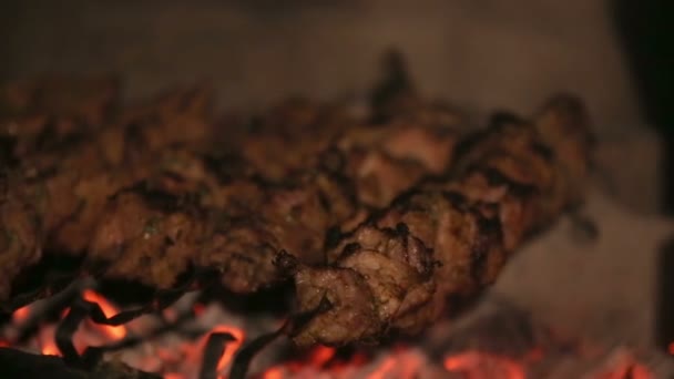 Carne arrosto sui carboni — Video Stock