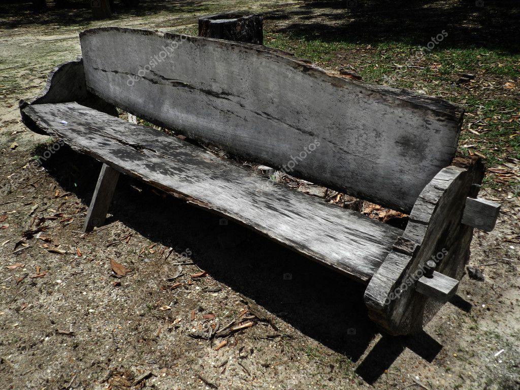 Rustic Wooden Bench Stock Photo