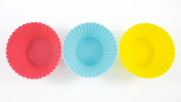 De drie van siliconen cups bakken — Stockfoto