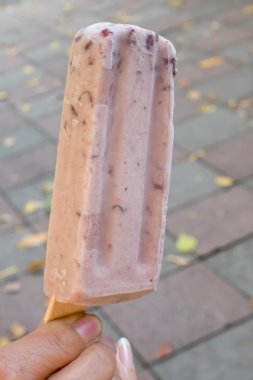 Tasty red bean ice popsicle. clipart