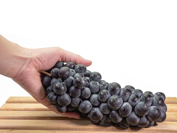 Крупный План Спелого Органического Черного Винограда Семян Здоровые Сочные Ягодные — стоковое фото