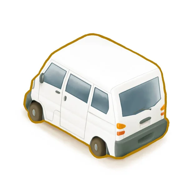 Digital Painting Asian Transportation Mini Van Most Small Van Vehicle — Stock Photo, Image