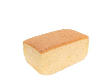 Tayvan Castella keki, beyaz arka planda izole edilmiş ev yapımı Tayvan süngeri kek fırını tatlısı..