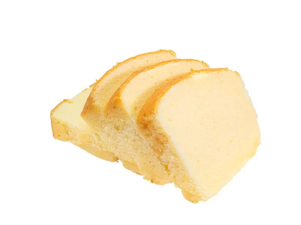 Stock image Butter cake, a close up of homemade sliced pound cake bakery isolated on white background.