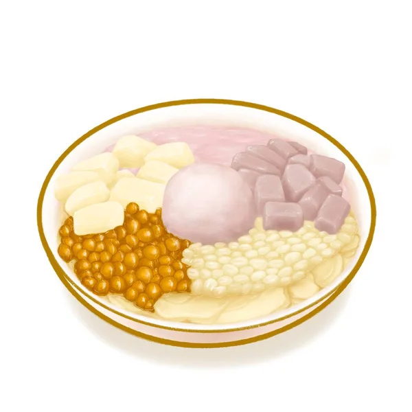 Taro Ball Snowflake Ice Digital Painting Taiwanese Traditional Ice Cream — Stock Photo, Image