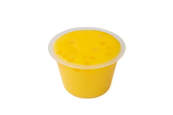 Pouding Mangue Jaune Gros Plan Dessert Mousse Mangue Sucrée Dans — Photo