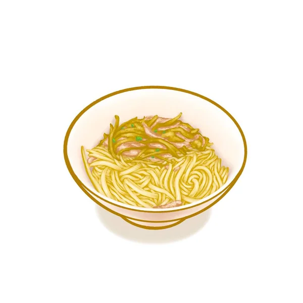 Dried Noodle Pickled Mustard Pork Digital Painting Taiwanese Traditional Noodles — Stock Photo, Image