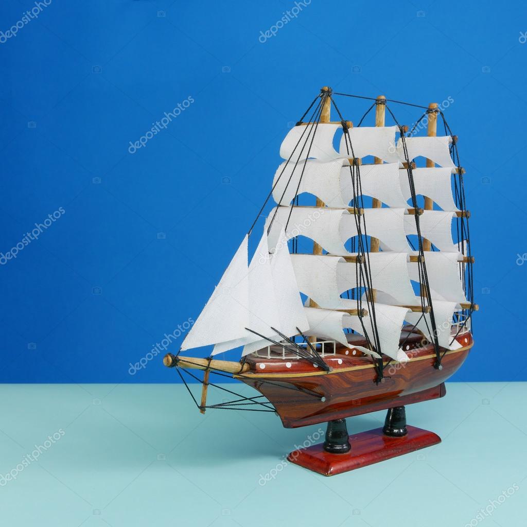 Wooden toy model of sailing vessel (2) — Stock Photo © phasuthorn #86609406