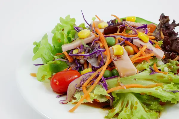 A salada de verdura e presunto — Fotografia de Stock