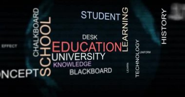 Eğitim Okulu ve Eğitim Kelime Bulut tipografi animasyonu