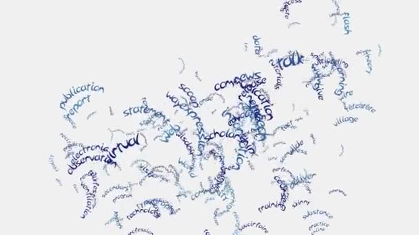 Voetafdruk communicatie taal spraak concept woord wolk tekst typografie — Stockvideo