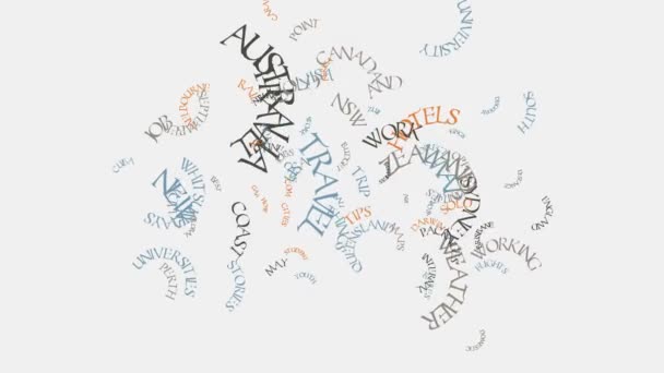 Australien städer resa hotell och turism word cloud textanimering typografi — Stockvideo