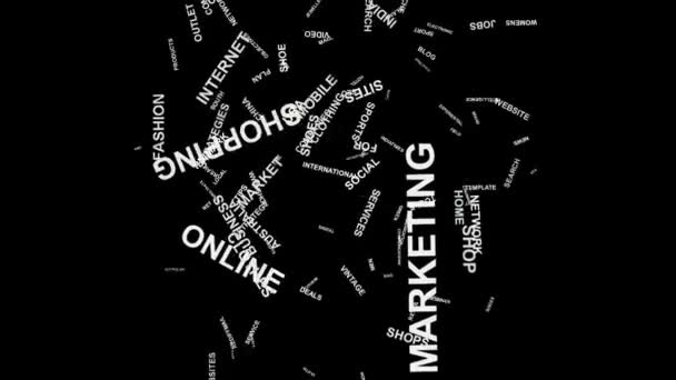 Glühbirne Online Business Marketing und Shopping Wort Wolke Text Typografie — Stockvideo