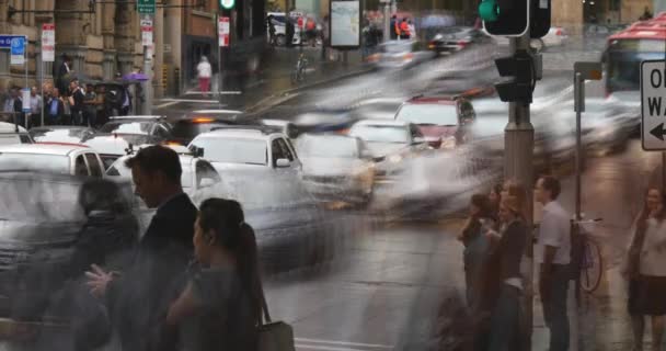 Sydney Australia, která zakládá provoz městské ulice a lidé propadají — Stock video