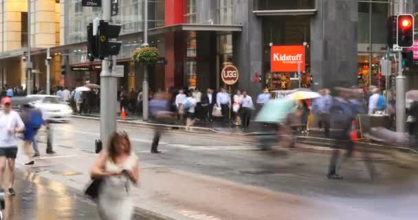 Sydney Australia establishing shot city street traffic and people time lapse — Stock Video