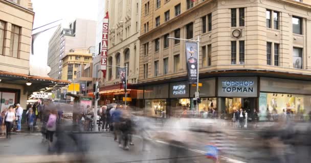 Сідней Австралії Джордж Сіті вуличного руху і люди проміжок часу — стокове відео