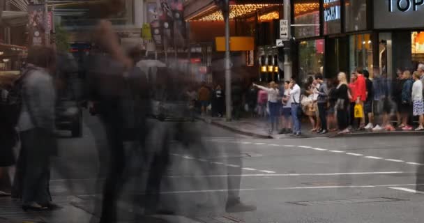 Sydney Australië oprichting van shot City Street Traffic en People time lapse — Stockvideo