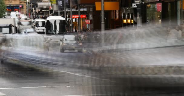Sydney Avustralya atış şehir sokak trafiği ve insanlar zaman atlamalı kurulması — Stok video