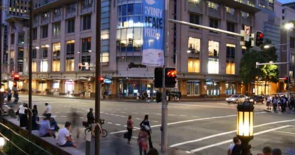 Sydney Australië oprichting van shot City Street Traffic en People time lapse — Stockvideo