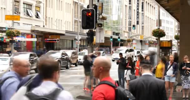 조지 세인트 시드니 오스트레일리아 도시 거리 교통 및 사람들 시간 경과 — 비디오