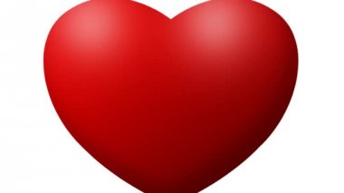 Dayak beyaz arka planda çok büyük kırmızı aşk kalp