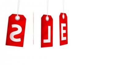 Büyük satış animasyon ile kırmızı Etiketler alışveriş satış ve promosyonlar için döndürme