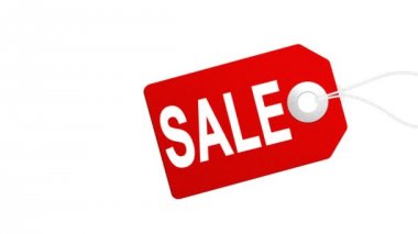 Büyük satış animasyon alışveriş satış ve promosyonlar için kırmızı etiketle