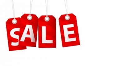 Satılık animasyon alışveriş satış ve promosyonlar için kırmızı etiketle