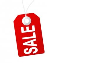 Satılık animasyon alışveriş satış ve promosyonlar için kırmızı etiketle