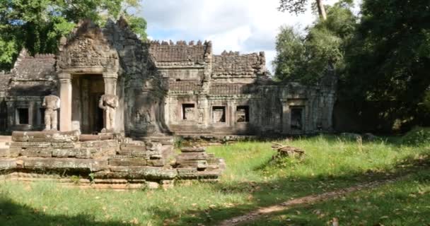 Prastaré zříceniny budovy Kambodže Angkor Wat chrám Preah Khan — Stock video