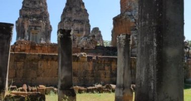 Öncesi Rup Kamboçya Angkor Wat Tapınağı eski harabe binalar anıt