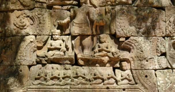 Камбоджа Храм Ангкор Ват Древний разрушенный комплекс Та Сом — стоковое видео